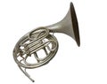 Old vintage silver French horn Royalty Free Stock Photo