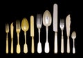 Old vintage silver and golden ware Royalty Free Stock Photo