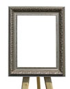 Old vintage silver picture frame on a stand isolated over white Royalty Free Stock Photo