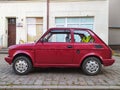 Old small red car Polski Fiat 126p parked Royalty Free Stock Photo