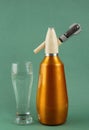 Old vintage siphon and glass of water Royalty Free Stock Photo