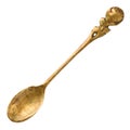 Old vintage small brass spoon isolated on white