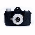 Old vintage snapshot  medium format film viewfinder camera isolated on white background Royalty Free Stock Photo