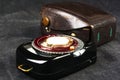 old vintage Soviet exposure meter with leather case Royalty Free Stock Photo