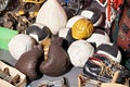 Old vintage sporting goods - balls, boxing and ice skates Royalty Free Stock Photo