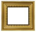 Old vintage square golden frame on a white background Royalty Free Stock Photo