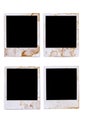 Old vintage stained polaroid style blank photo print frames isolated on white