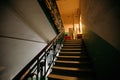 Old vintage staircase at the old abandoned building Royalty Free Stock Photo