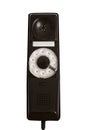 Old vintage stationary brown telephone with a tube Royalty Free Stock Photo