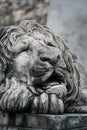 old Vintage statue of a lion monument Royalty Free Stock Photo
