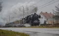 Old vintage steam train with black locomotive Royalty Free Stock Photo