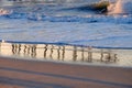 old vintage storm damaged pier on the North Carolina Coast at sunrise Royalty Free Stock Photo