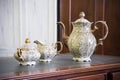 Old vintage tea cup on a table in a junk shop Royalty Free Stock Photo