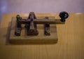 The old and vintage telegraph key , Morse system Royalty Free Stock Photo