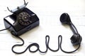 Old vintage telephone with call sign letters abstract