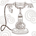 Old vintage telephone - retro illustration