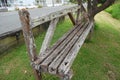 Old vintage timber bench in town park Royalty Free Stock Photo