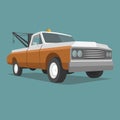 Old vintage tow truck vector illustration. Retro service vehicle.