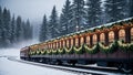 old vintage train atmosphere, festive  , winter, forest Royalty Free Stock Photo