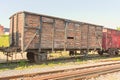 An old vintage train wagon on the rails Royalty Free Stock Photo