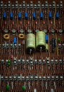 The old and vintage transistors,copper wire, resistors