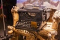 TALLINN, ESTONIA - JANUARY 12, 2018: Old vintage typewriter Ideal in antique shop window in historical part of Tallinn