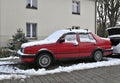 Old very popular veteran compact small family car Volkswagen Jetta A2 second generation parked