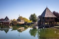 Old vintage water mill by the lake in ethno village Stanisici near the Bijeljina