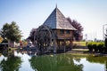 Old vintage water mill by the lake in ethno village Stanisici near the Bijeljina