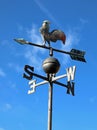 vintage weathercock in iron on blue sky background