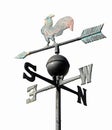 vintage weathercock in iron on white background