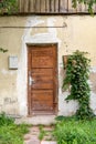 Old vintage weathered brown door