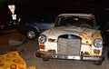 Old vintage white rusty car Mercedes-Benz W110 190 on the street in New York City near Brooklyn promenade 22.05.2016. New York USA Royalty Free Stock Photo