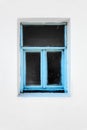 Old vintage blue window on white wall Royalty Free Stock Photo