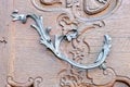 Old Vintage Wood Door With cast iron decoration Royalty Free Stock Photo