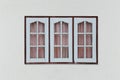 Old vintage wood window on gray wall background and have clipping paths function for easy to use. Royalty Free Stock Photo