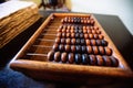 Old vintage wooden abacus, close up view Royalty Free Stock Photo