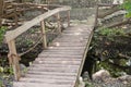 Old vintage wooden bridge in a forest Royalty Free Stock Photo