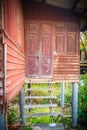 Old vintage wooden brown house door background. Royalty Free Stock Photo