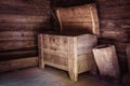 Old vintage wooden chest in some grunge interior