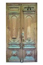 Old vintage wooden door on isolated white background Royalty Free Stock Photo