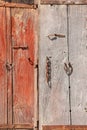 Old vintage wooden door with peeled paint Royalty Free Stock Photo