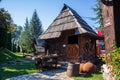 Old vintage wooden houses in ethno village Stanisici near the Bijeljina