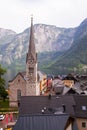 Old vintage wooden houses by the lake in Hallstatt, Austria Royalty Free Stock Photo