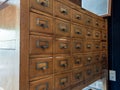 Old vintage wooden library card catalog cabinets Royalty Free Stock Photo