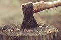 Old vintage axe for chopping wood and stumps Royalty Free Stock Photo