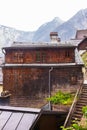 Old vintage wooden roofs of houses in Hallstatt, Austria Royalty Free Stock Photo