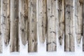 Old vintage wooden wall with snow. Winter and christmas background. Royalty Free Stock Photo