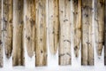 Old vintage wooden wall with snow. Winter and christmas background. Royalty Free Stock Photo
