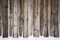 Old vintage wooden wall with snow. Winter and christmas background. Royalty Free Stock Photo